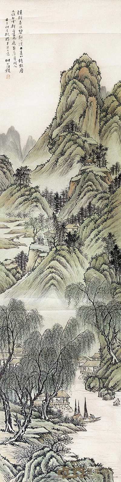 汪琨 春山绝古图 立轴 176×44cm